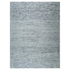 9x12 Gray Hand-Knotted Silk Subtle Textured Field Solid Open Modern Carpet Rug