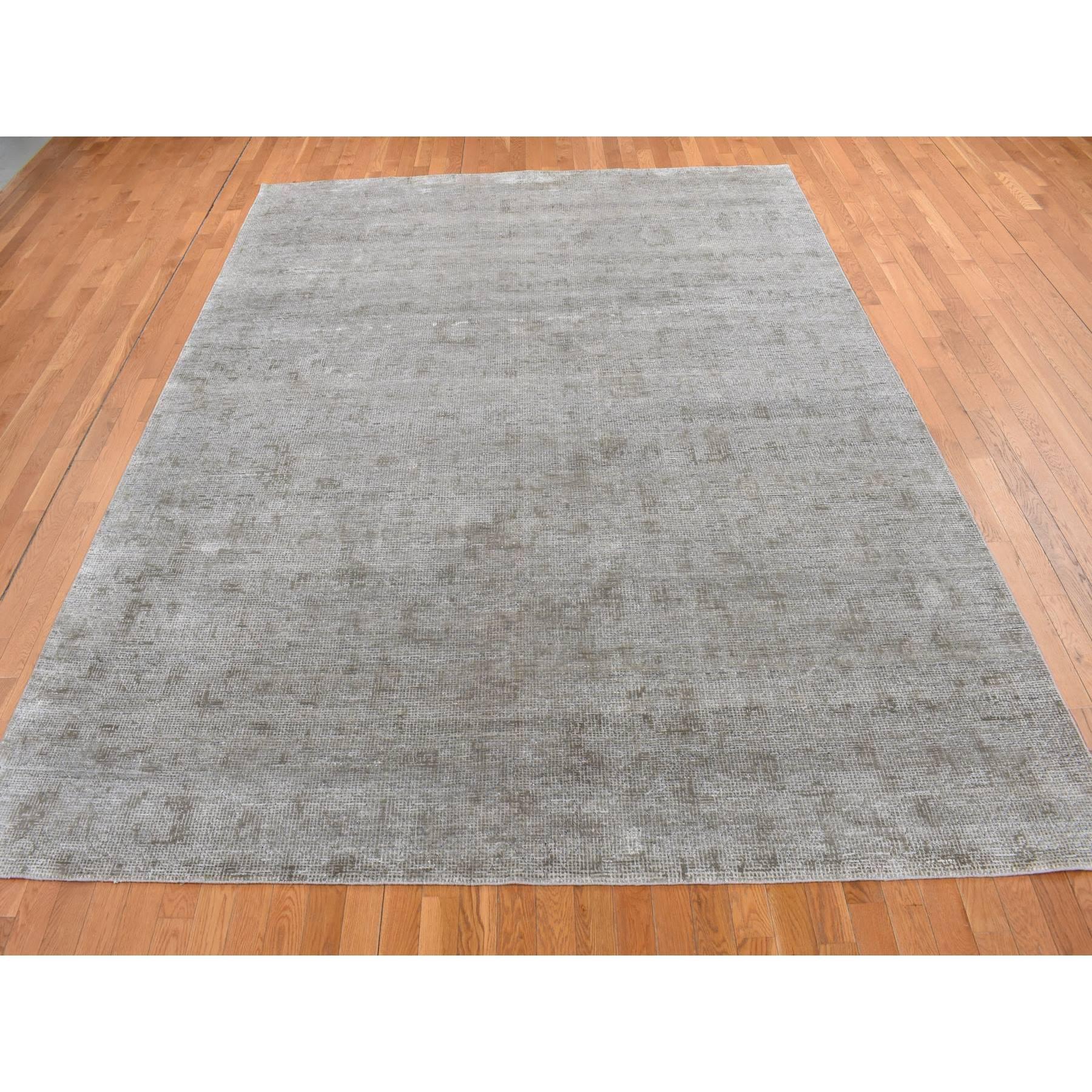 French Gray, Hand Knotted, Small and Intricate Box Tile Design, Silk with Textured Wool, Oriental Rug
Primary materials: Wool & Silk
Latex: No Pile 
height: 0.25 Inches
Style: Transitional
Primary color: Grey
Secondary colors: Blue
Pattern: Oriental