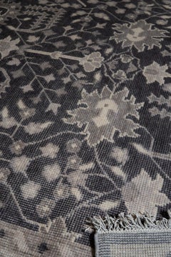 9x12 Gray Hand-Knotted Wool Floral Scepter Motifs Geometric Modern Carpet Rug