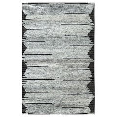 9x12 Gray Hand-Knotted Wool Striated Horizon Geometric Modern Carpet Rug