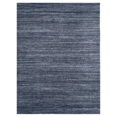 9x12 Gray Hand-Knotted Wool Striated Texture Geometric Modern Carpet Rug