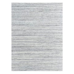 9x12 Grau Handgeknüpft Wolle Subtil Gestreift Textur Geometrisch Modern Teppich
