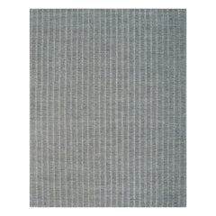 9x12 Gray Hand-Knotted Wool Subtle Vertical Stripe Geometric Modern Carpet Rug