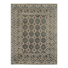 9x12 Gray Hand-Knotted Wool Trellis Starburst Geometric Modern Carpet Rug