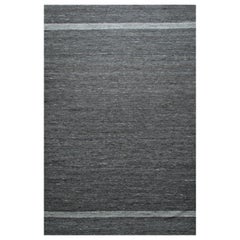 9x12 Gray Handwoven Wool Subtle Linear Bands Geometric Modern Carpet Rug