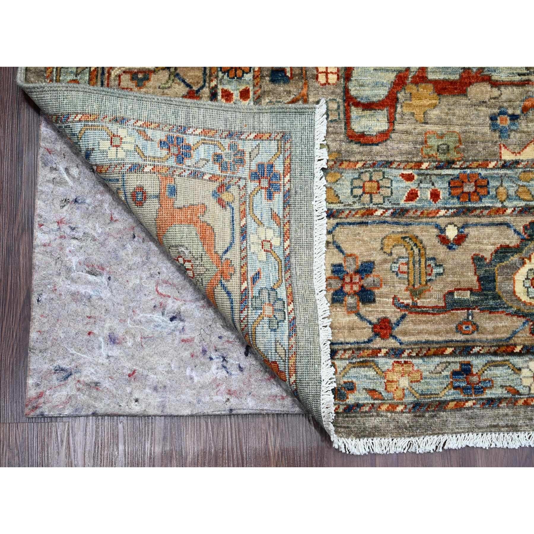 Hand-Knotted 9'x12' Gray Peshawar Bijar Garus Design Aryana Grade Hand Knotted Wool Rug For Sale