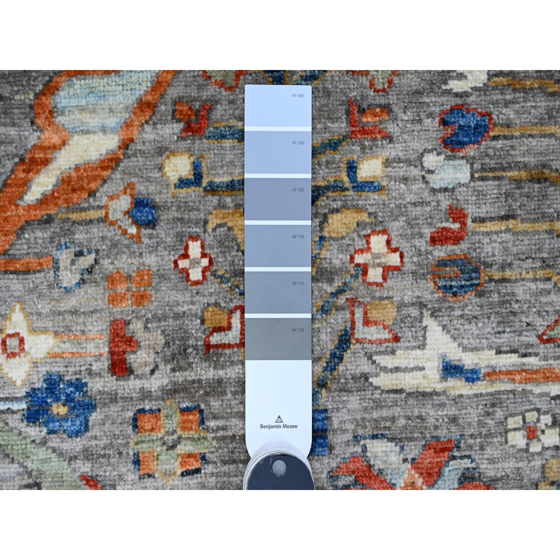 9'x12' Gray Peshawar Bijar Garus Design Aryana Grade Hand Knotted Wool Rug For Sale 1