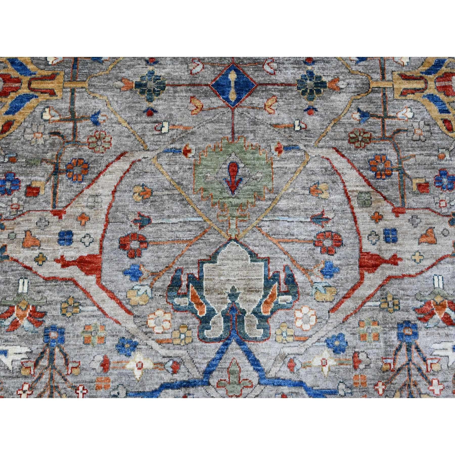 9'x12' Gray Peshawar Bijar Garus Design Aryana Grade Hand Knotted Wool Rug For Sale 2