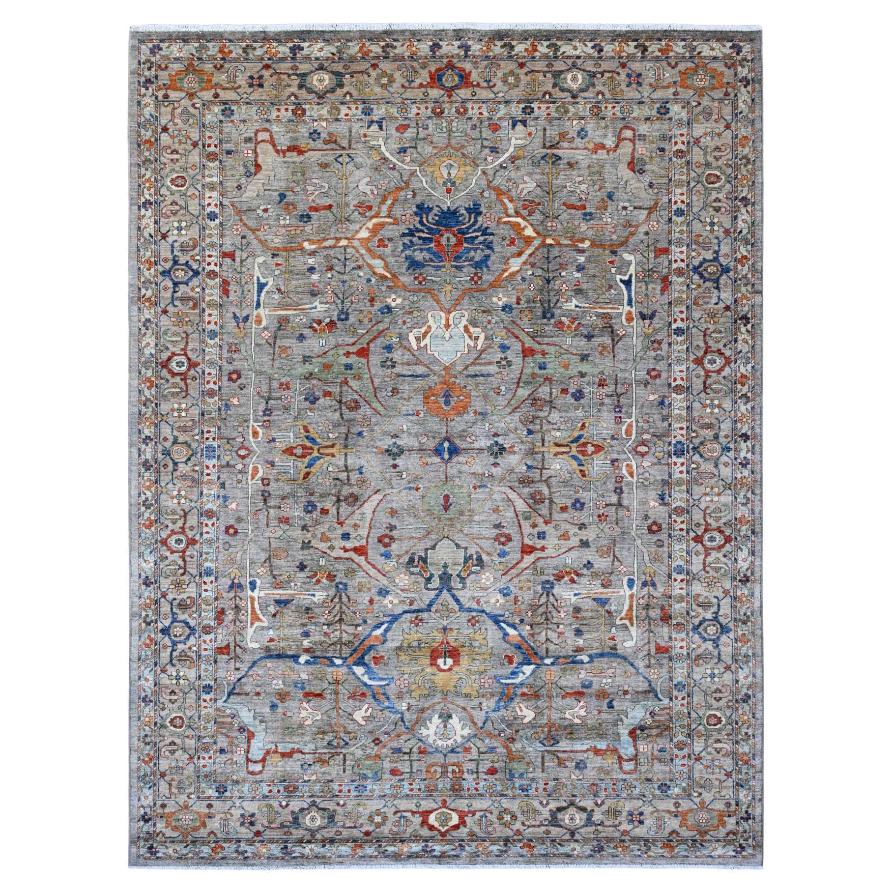 9
x12
 Grauer Peshawar Bijar Garus Design Aryana Grade Handgeknüpfter Wollteppich