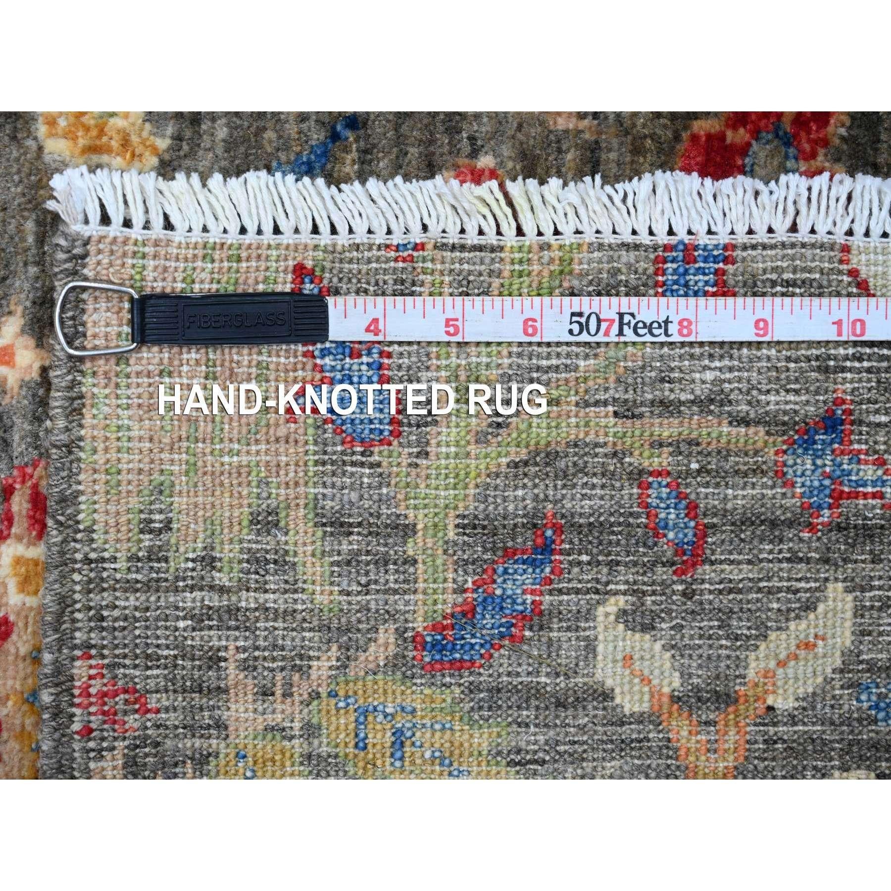 9'x12' Gray Peshawar Birds of Paradise Design All Wool Hand Knotted Oriental Rug im Angebot 3