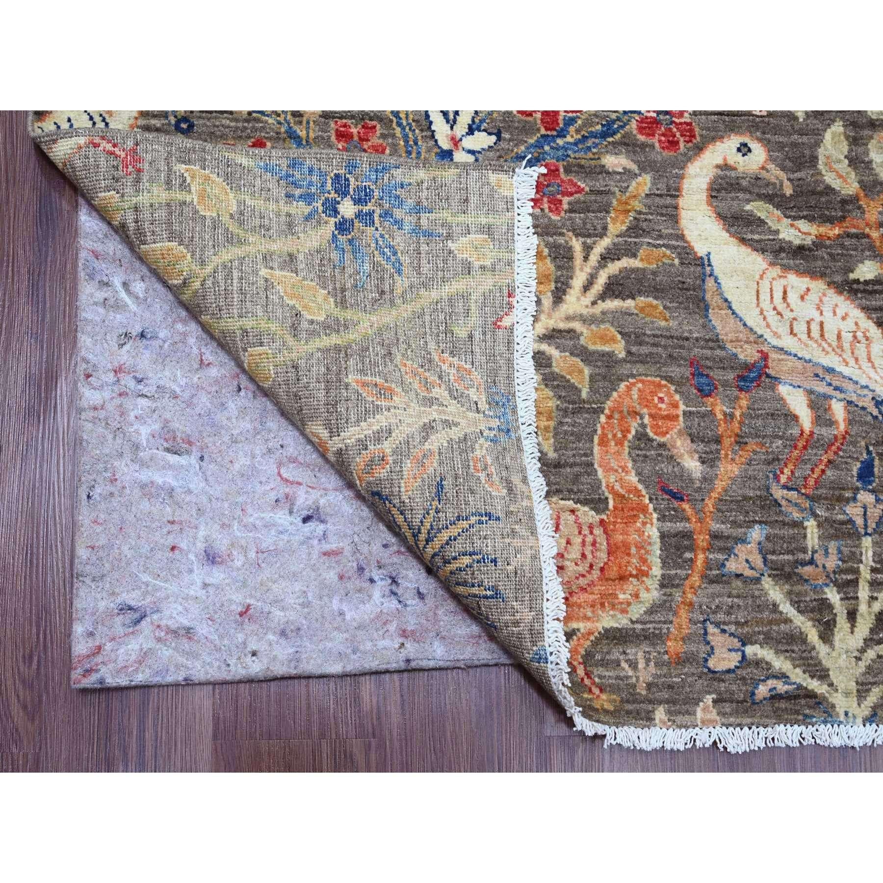 9'x12' Gray Peshawar Birds of Paradise Design All Wool Hand Knotted Oriental Rug (Afghanisch) im Angebot