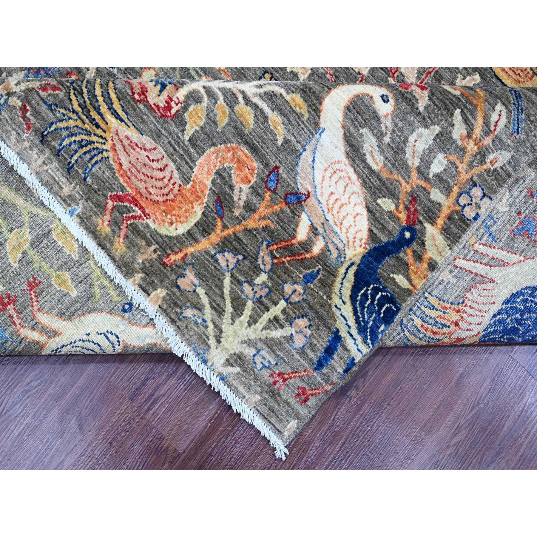 9'x12' Gray Peshawar Birds of Paradise Design All Wool Hand Knotted Oriental Rug im Zustand „Neu“ im Angebot in Carlstadt, NJ