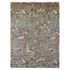 9'x12' Gray Peshawar Birds of Paradise Design All Wool Hand Knotted Oriental Rug