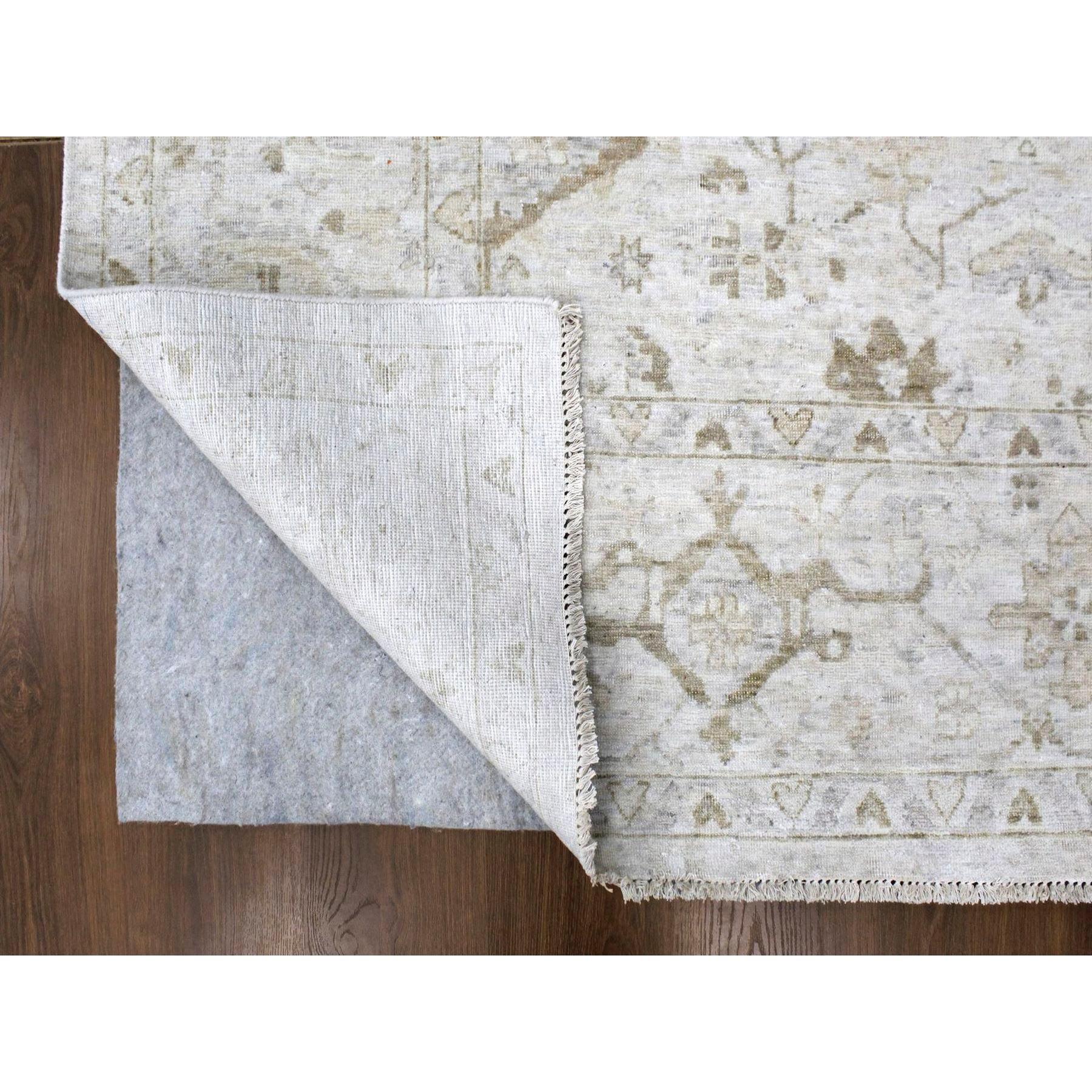 Indian 9'x12' Gray Vintage Tabriz All Over Design Zero Pile Hand Knotted Wool Rug For Sale