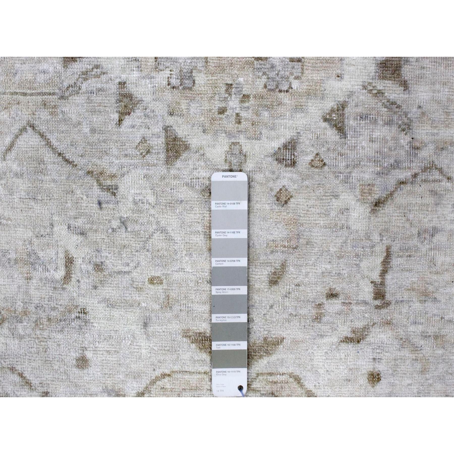 Contemporary 9'x12' Gray Vintage Tabriz All Over Design Zero Pile Hand Knotted Wool Rug For Sale