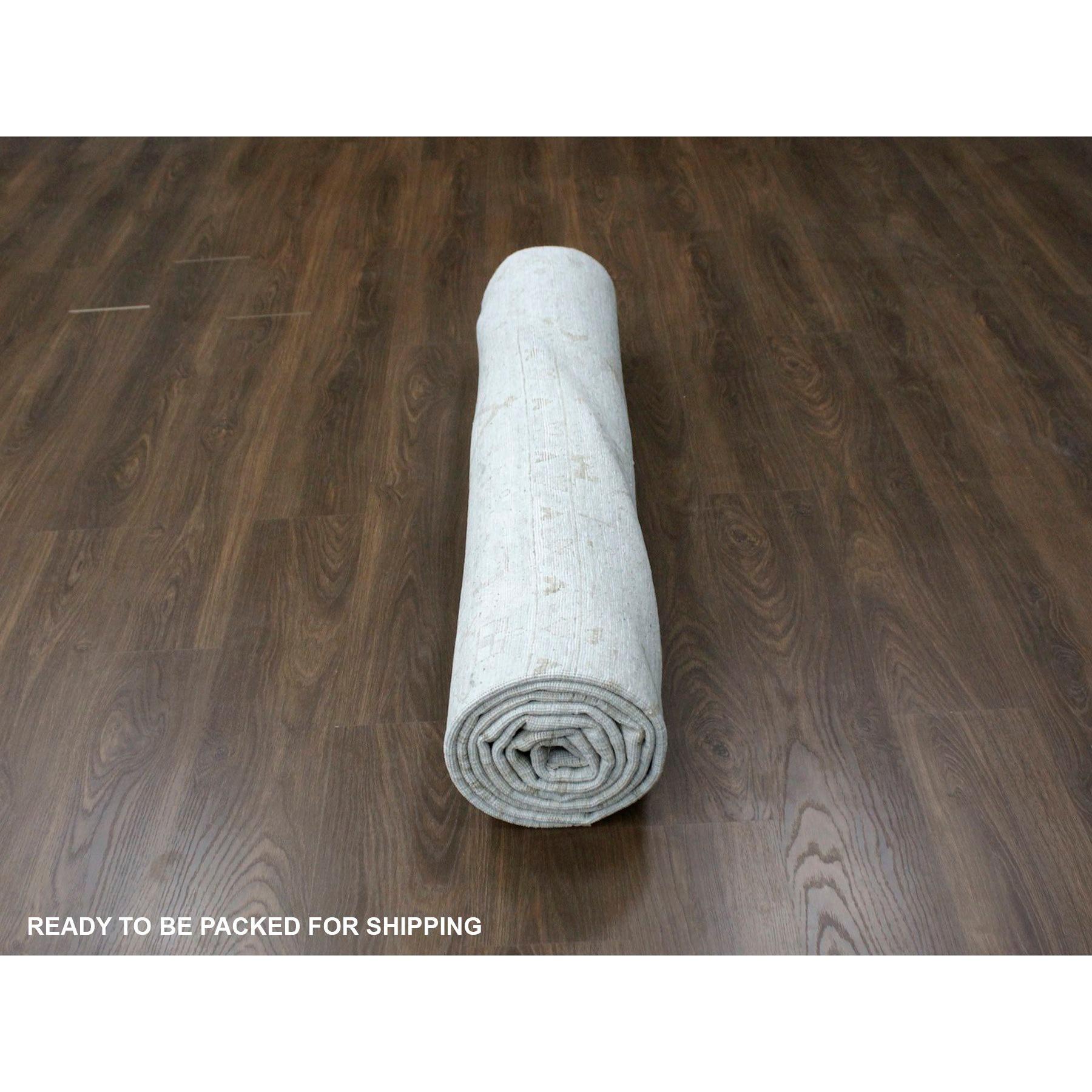9'x12' Gray Vintage Tabriz All Over Design Zero Pile Hand Knotted Wool Rug For Sale 2