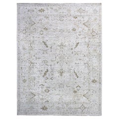9'x12' Gray Vintage Tabriz All Over Design Zero Pile Hand Knotted Wool Rug