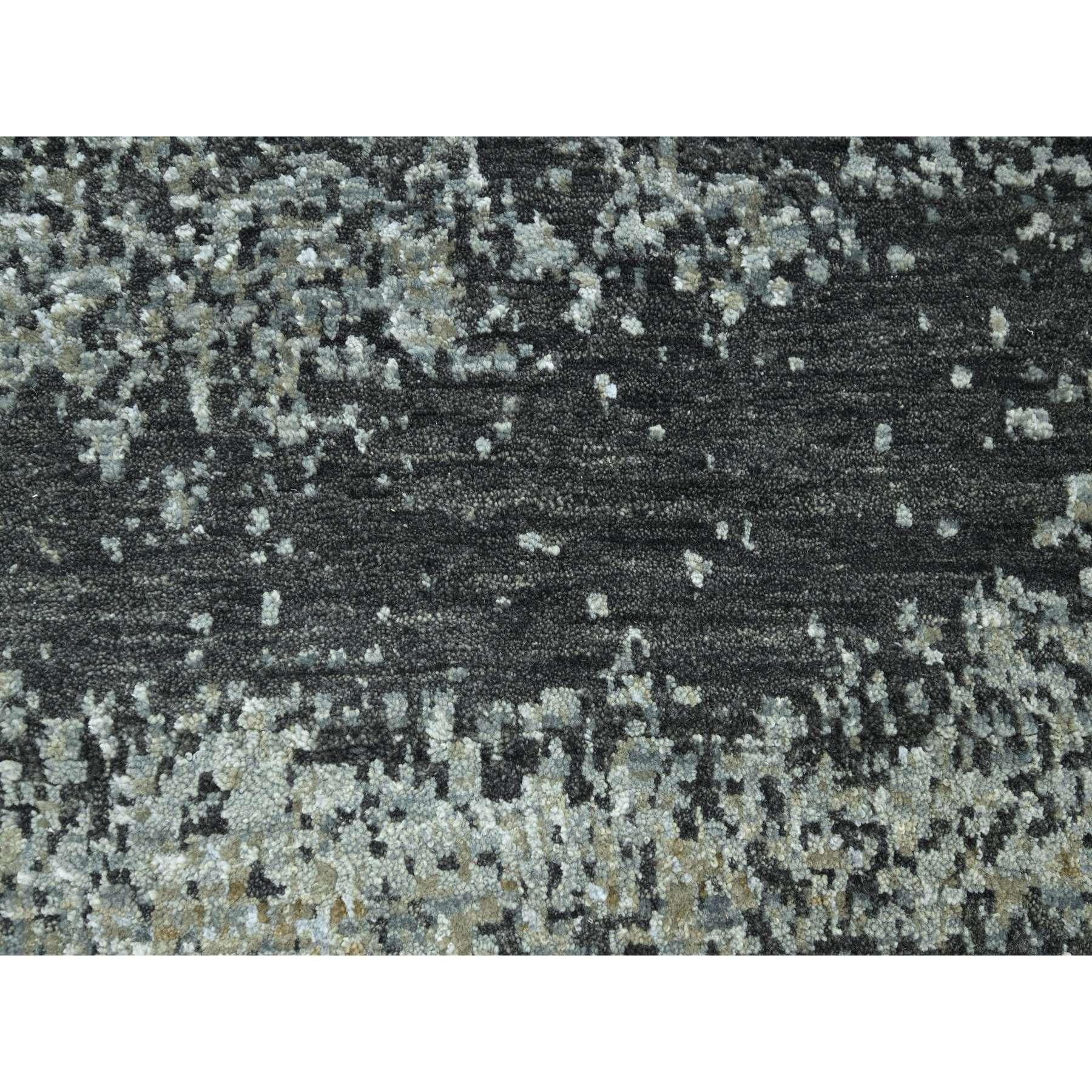 9'x12' Gray with Brown Abstract Design Persian Knot Hand Knotted All Wool Rug For Sale 1