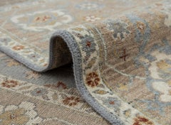 9x12 Grayish Blue Beige Oushak Wool Hand knotted Floral Design Rug ( G-13801 )