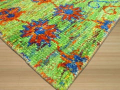 9x12 Green Hand-Knotted Silk Floral Constellations Oriental Modern Carpet Rug