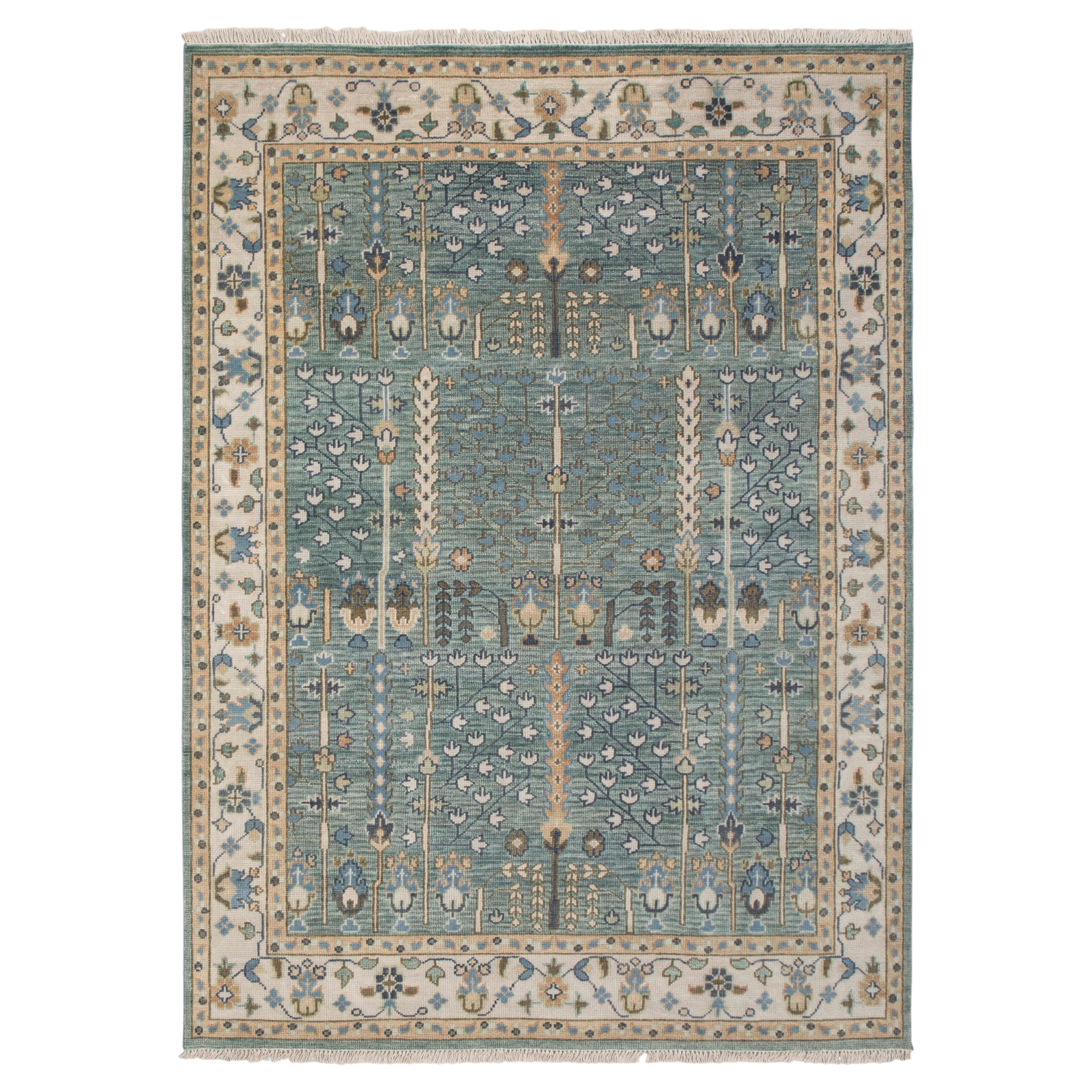 9x12 Green Ivory Persian Cypress Tree Of Life Hand Knotted Wool Rug (G-11502)