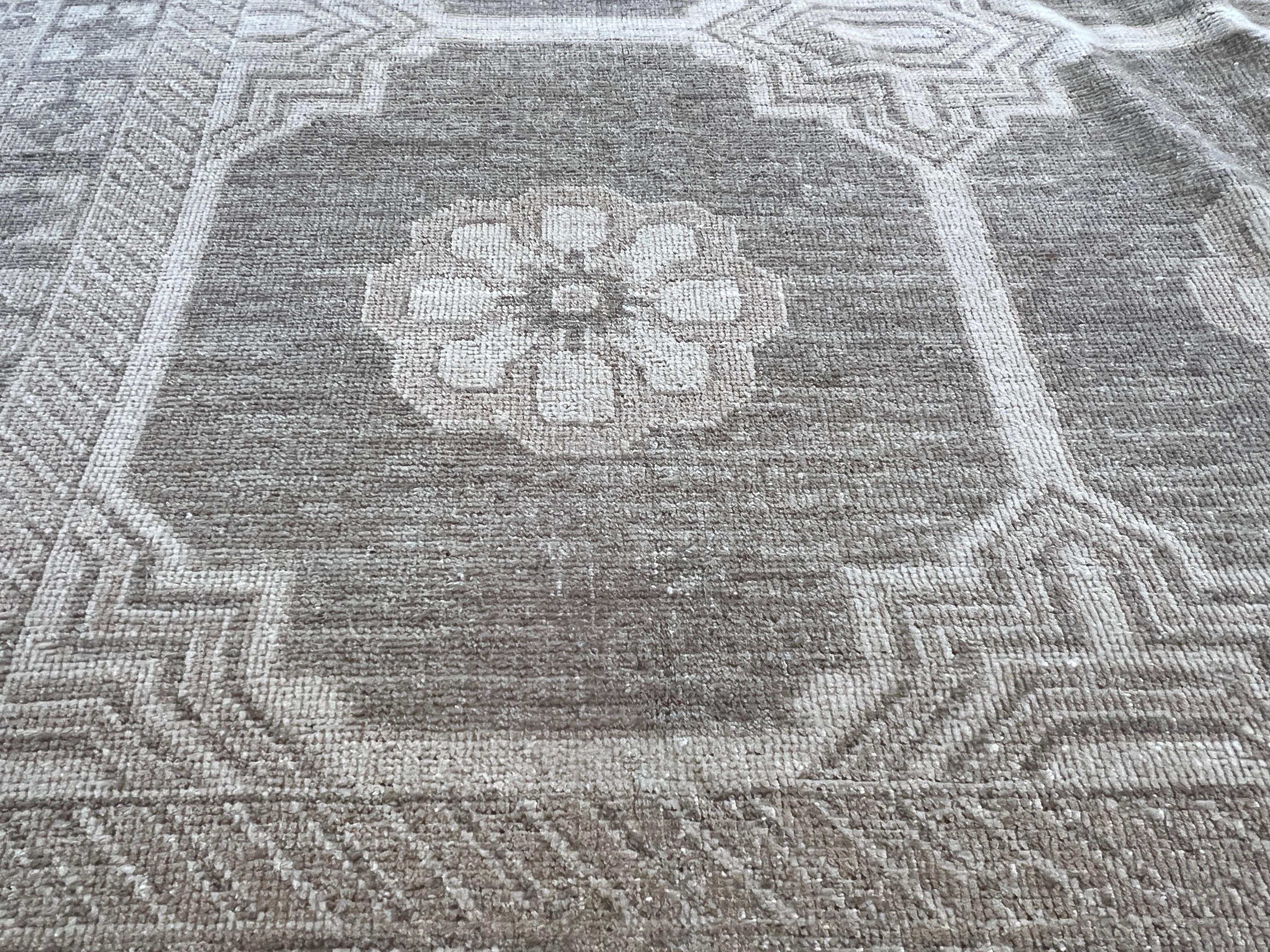 Hand-Knotted 9'x12' Grey Khotan Rug For Sale