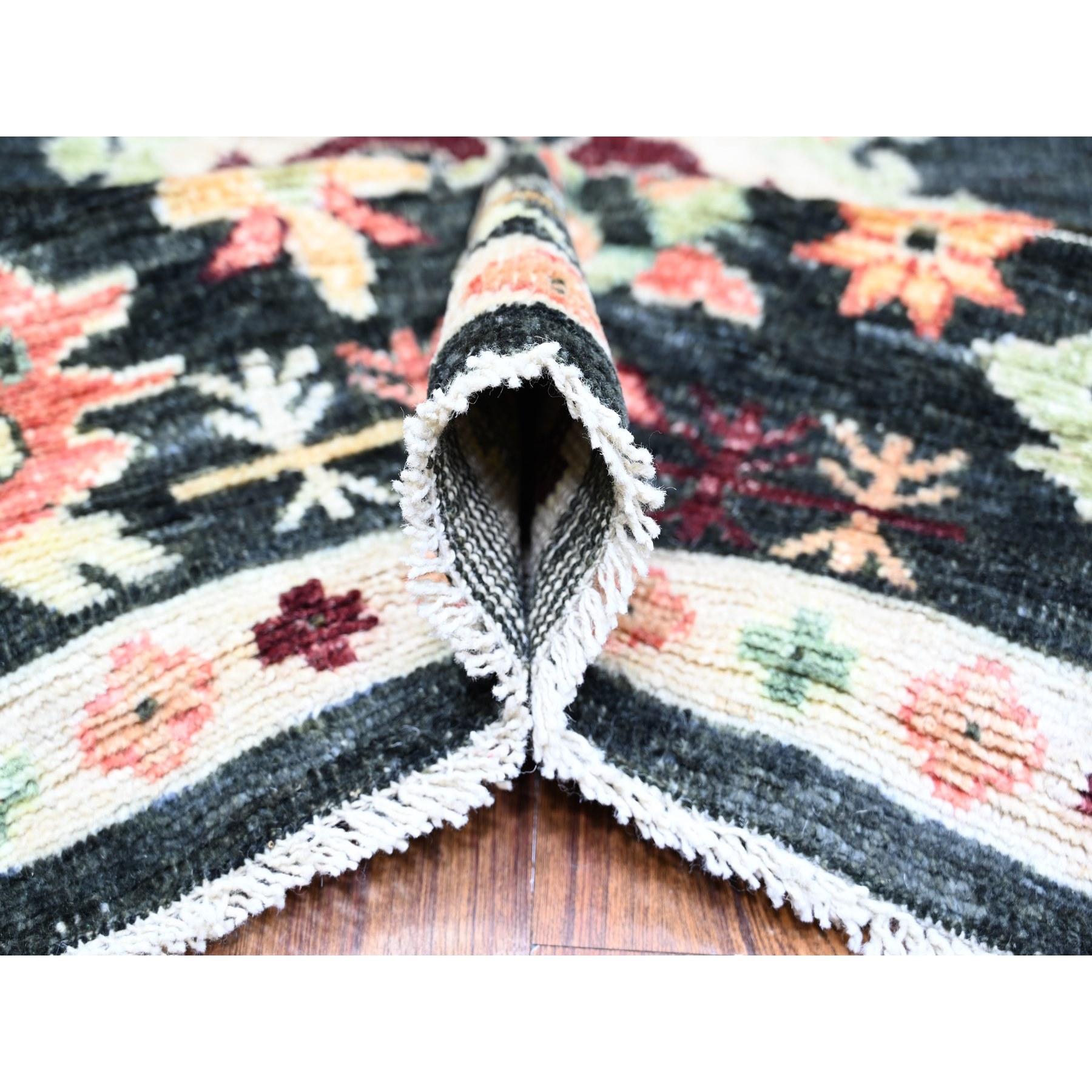 XXI secolo e contemporaneo 9'x12' Gunmetal Black Afghan Angora Oushak Wool Tappeto orientale annodato a mano in vendita