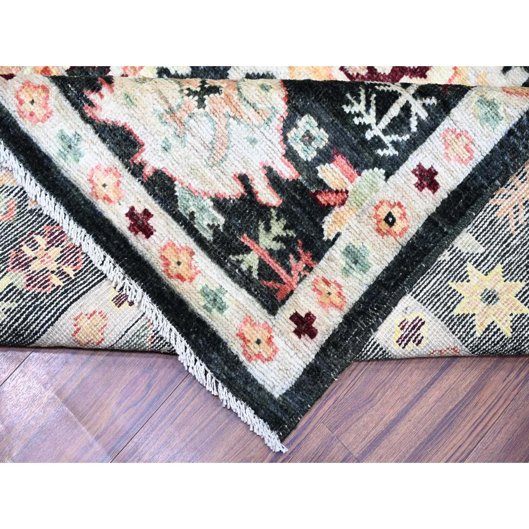 Lana 9'x12' Gunmetal Black Afghan Angora Oushak Wool Tappeto orientale annodato a mano in vendita