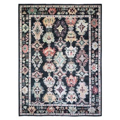 9'x12' Gunmetal Black Afghan Angora Oushak Wool Hand Knotted Oriental Rug