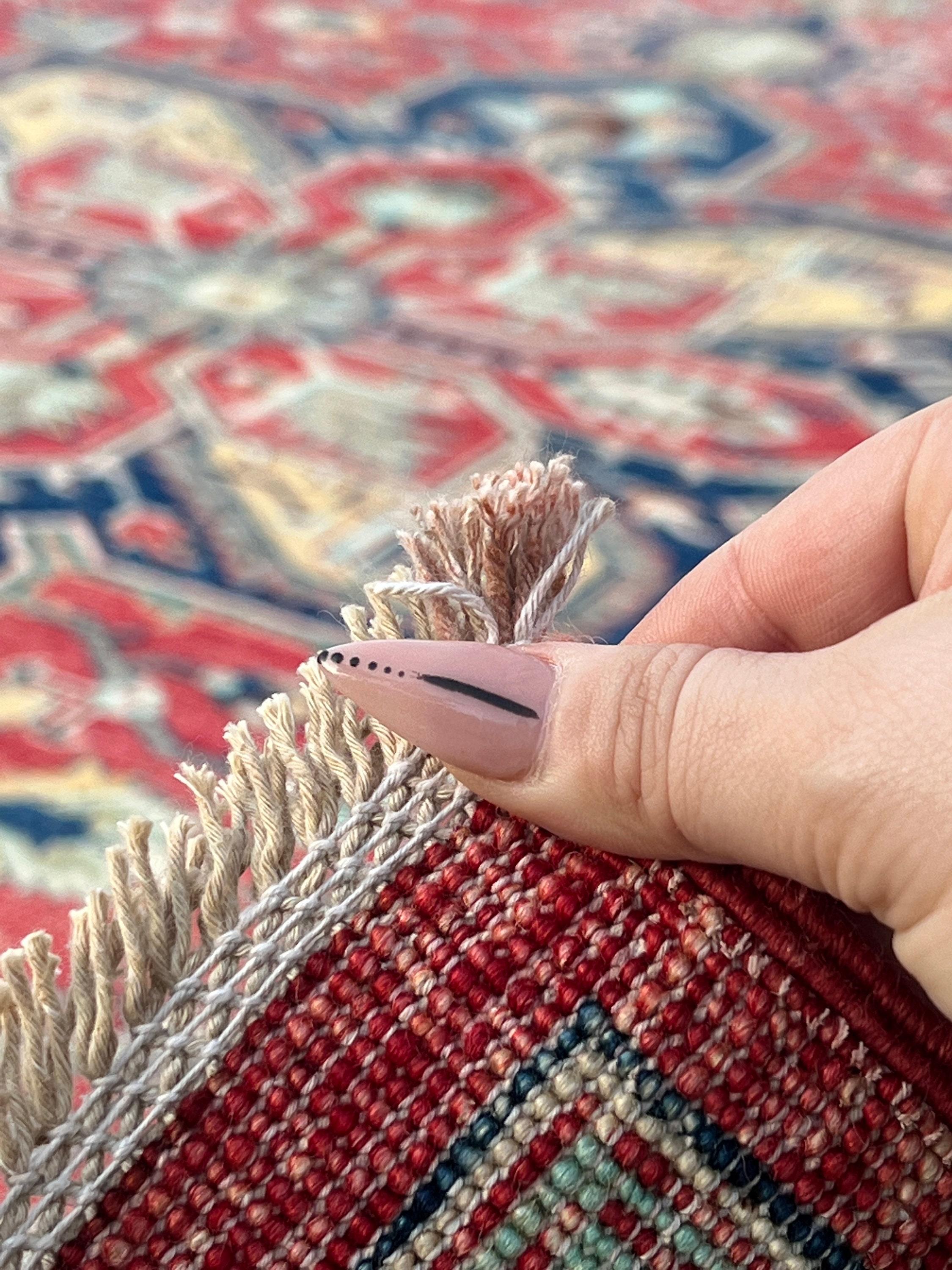 Hand-Knotted Afghan Heriz Rug Premium Hand-Spun Afghan Wool Fair Trade 5