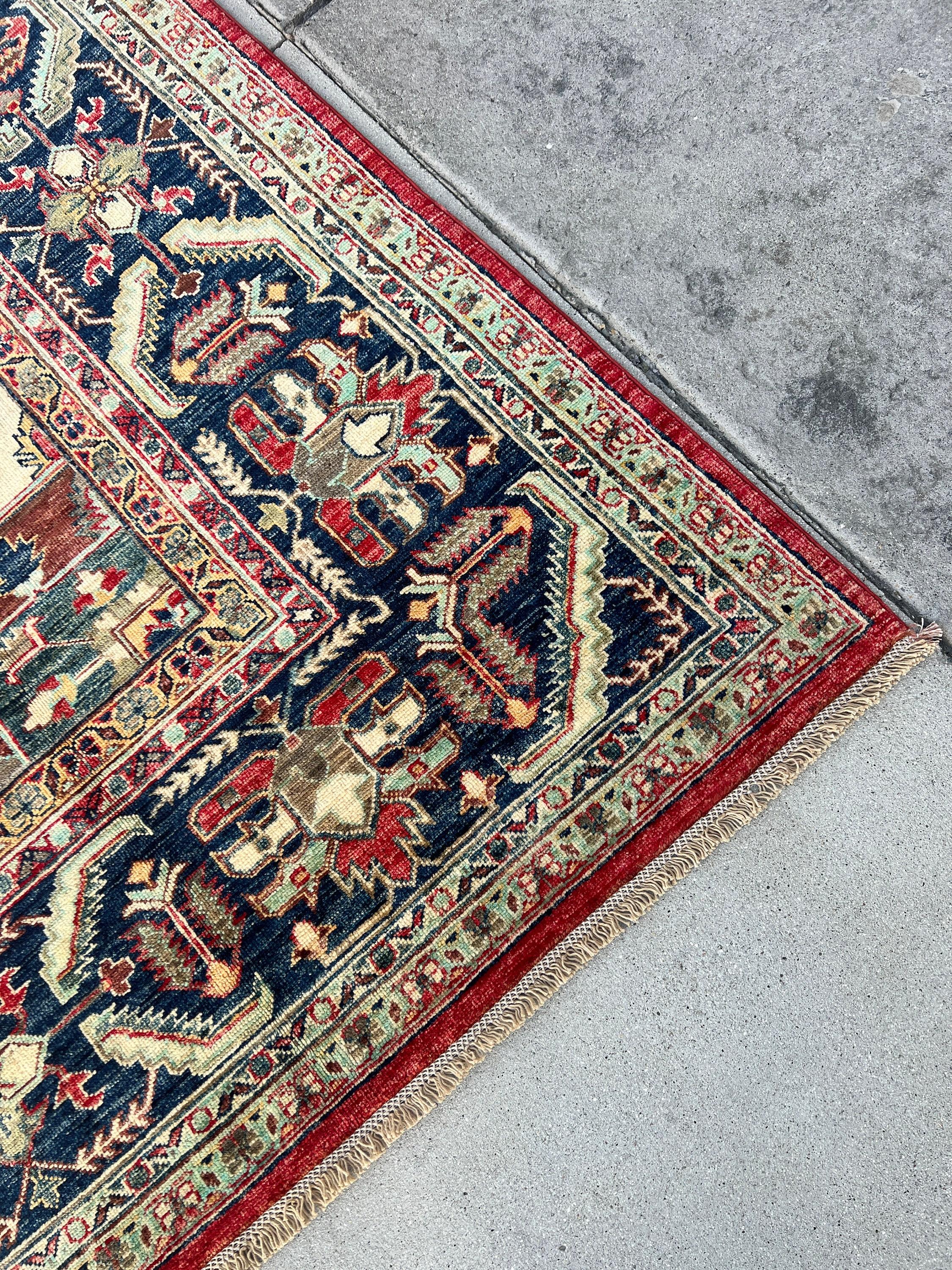 Hand-Knotted Afghan Heriz Rug Premium Hand-Spun Afghan Wool Fair Trade 4