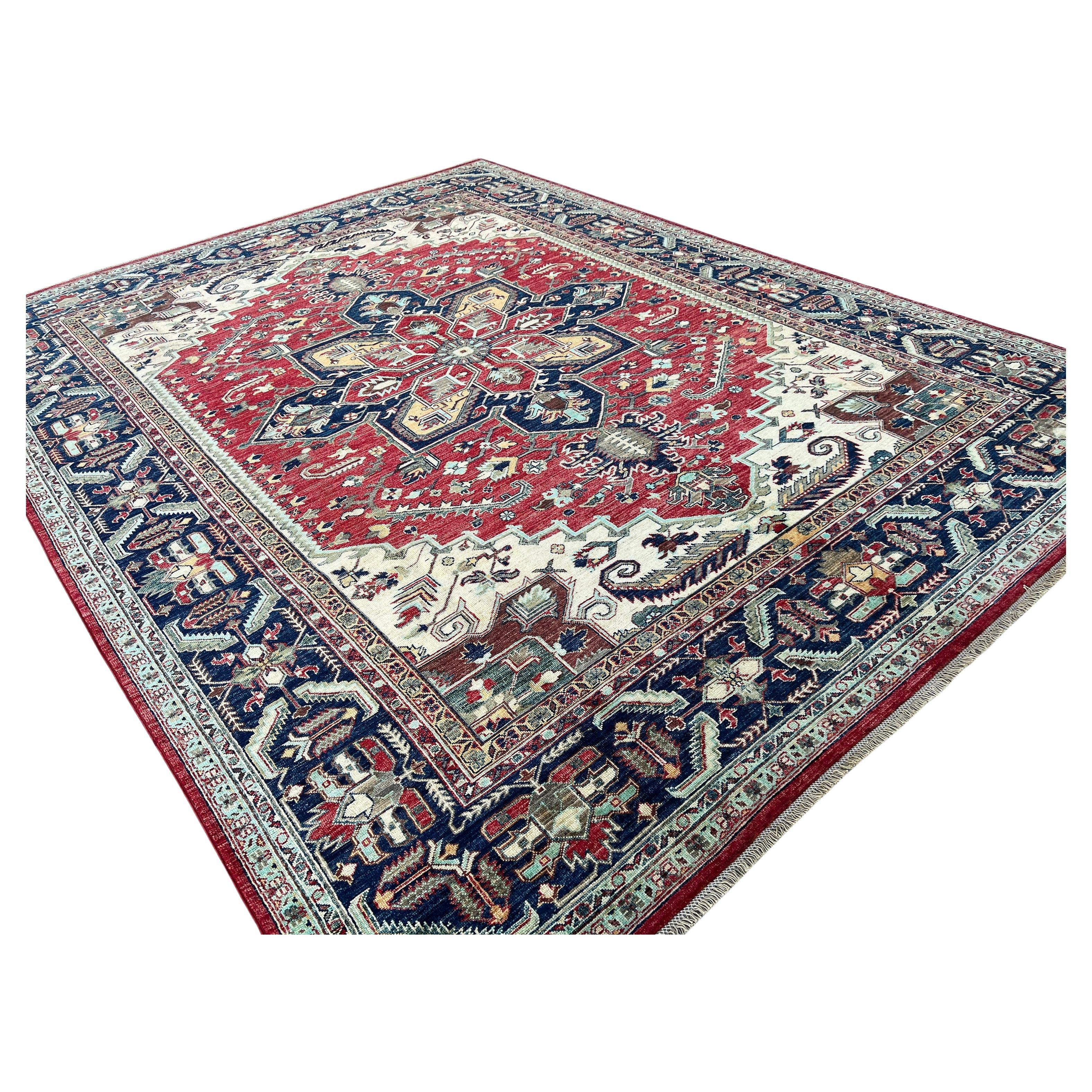 Hand-Knotted Afghan Heriz Rug Premium Hand-Spun Afghan Wool Fair Trade