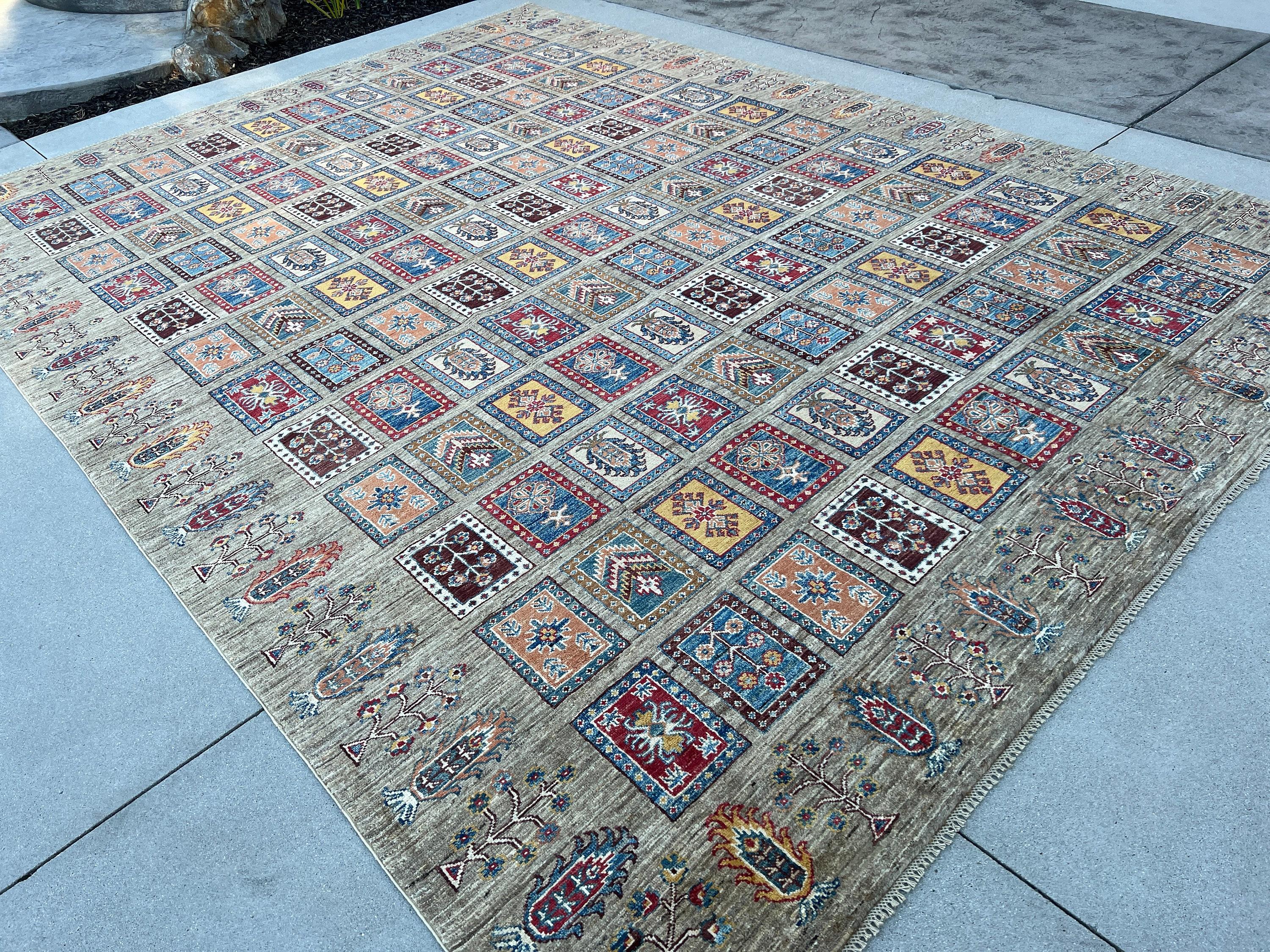 Contemporary Hand-Knotted Afghan Rug Premium Hand-Spun Afghan Wool Fair Trade For Sale
