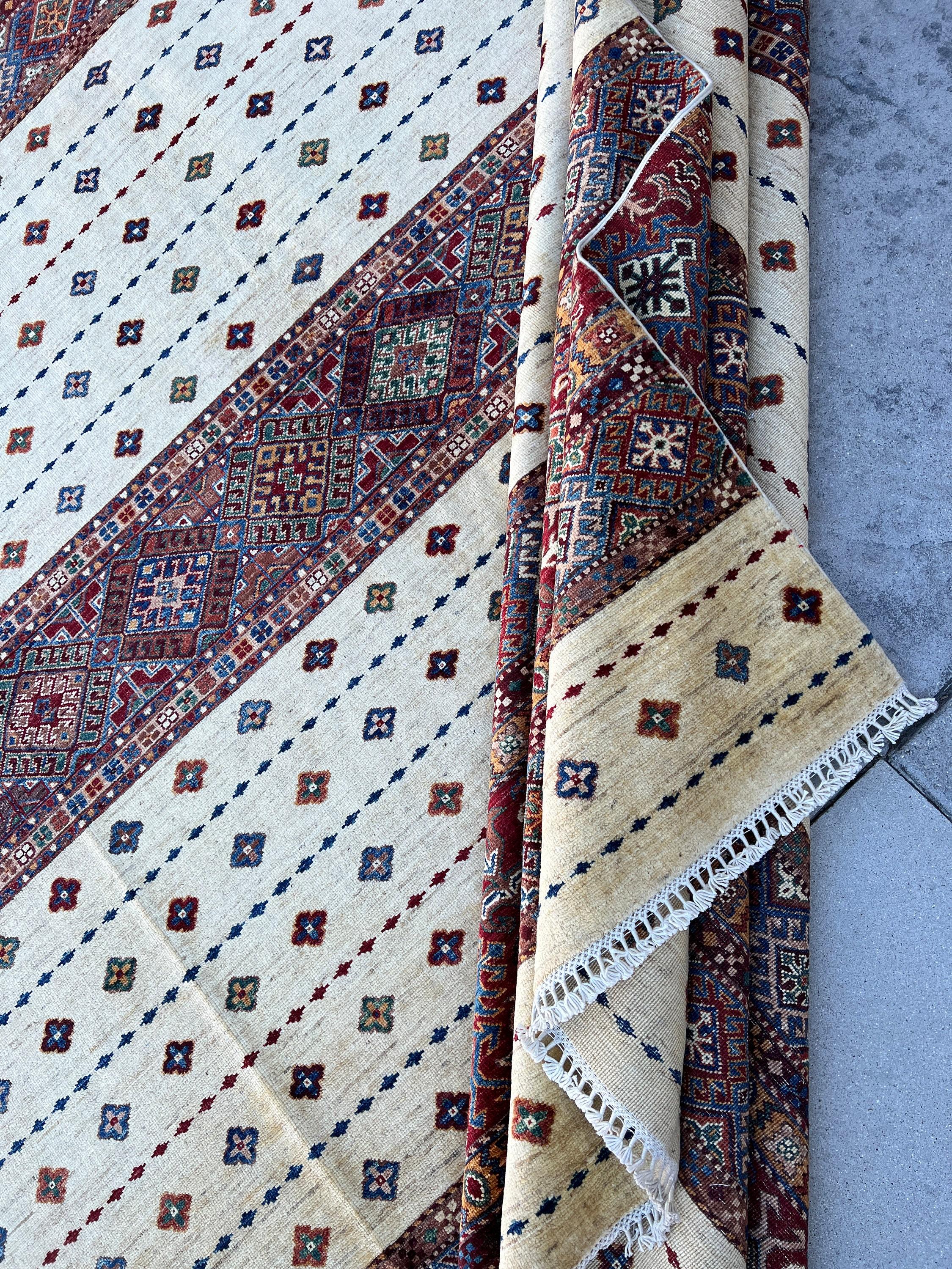 Hand-Knotted Afghan Rug Premium Hand-Spun Afghan Wool Fair Trade For Sale 4