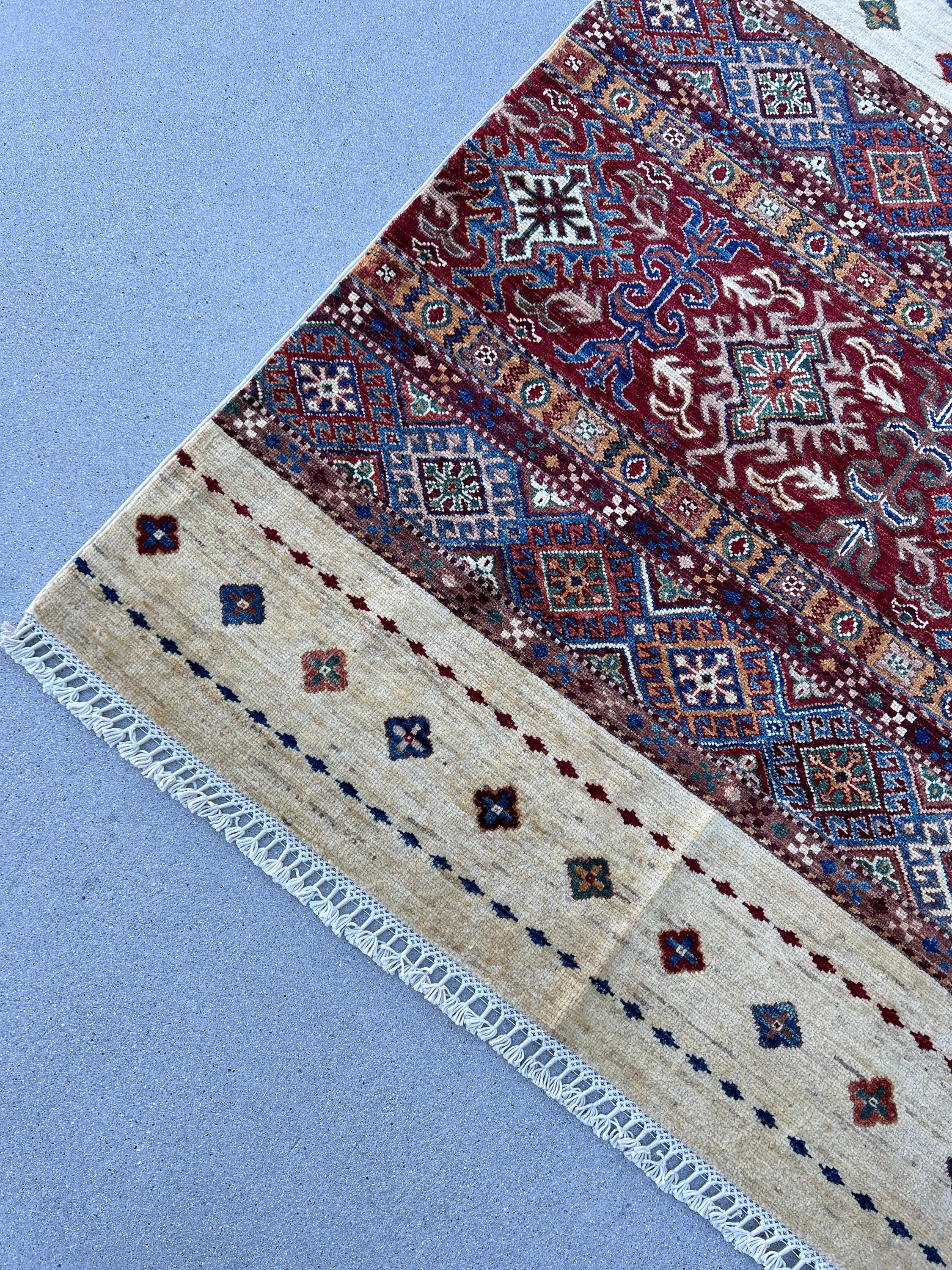 Hand-Knotted Afghan Rug Premium Hand-Spun Afghan Wool Fair Trade For Sale 5