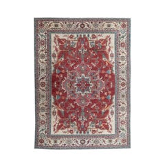 9x12 Hand-Knotted Afghan Serapi Tribal Wool Rug, Red Star Medallion