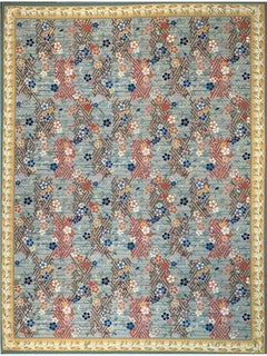 Alfombra Aubusson de estilo japonés, tejida a mano, de 9x12, de lana