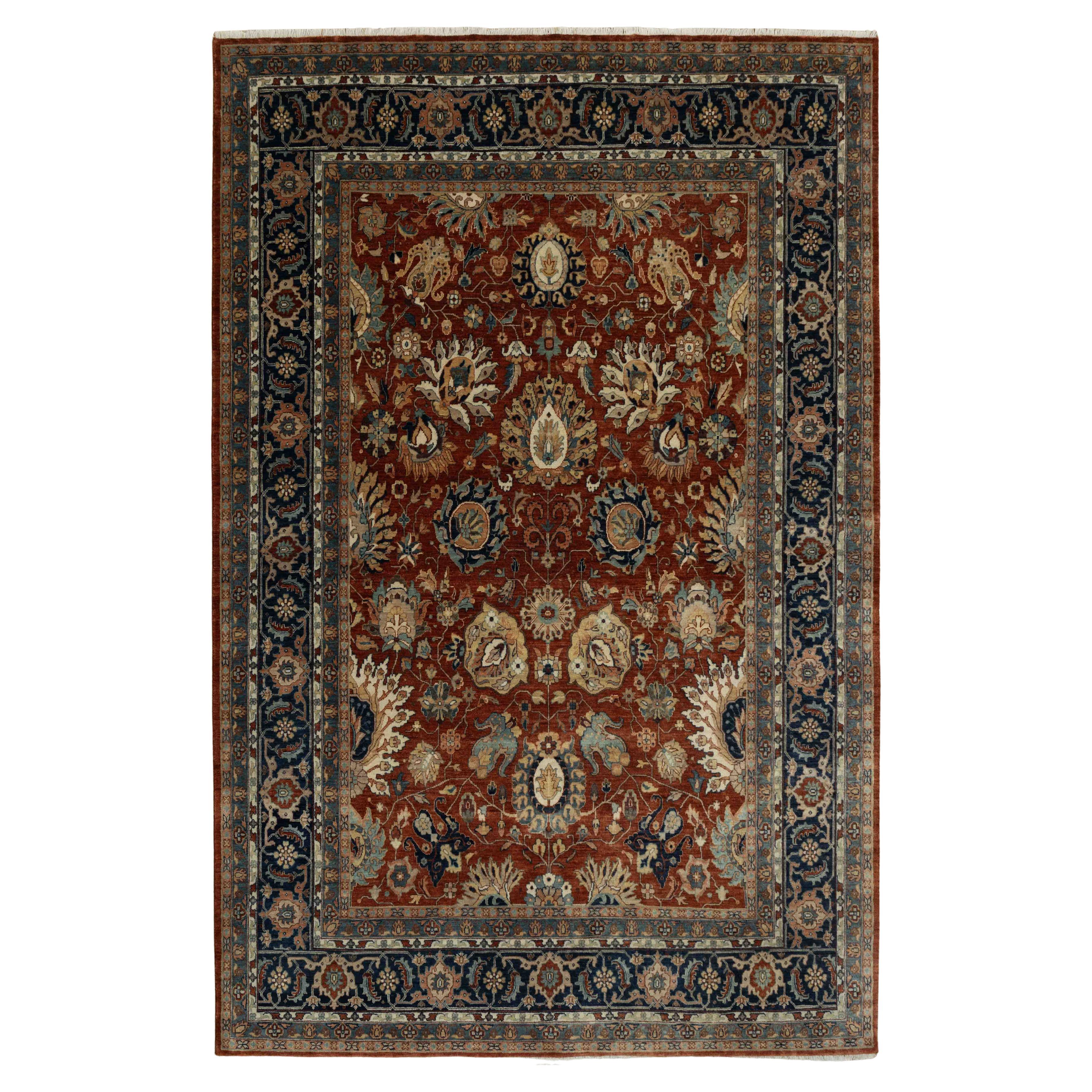 9x12 Red & Navy Premium Traditional Oriental Hand-Knotted Rug (P-1174)