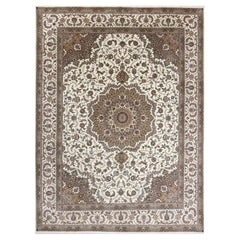 9x12 Hand Knotted Tabriz Style Wool Rug with Medallion Pattern