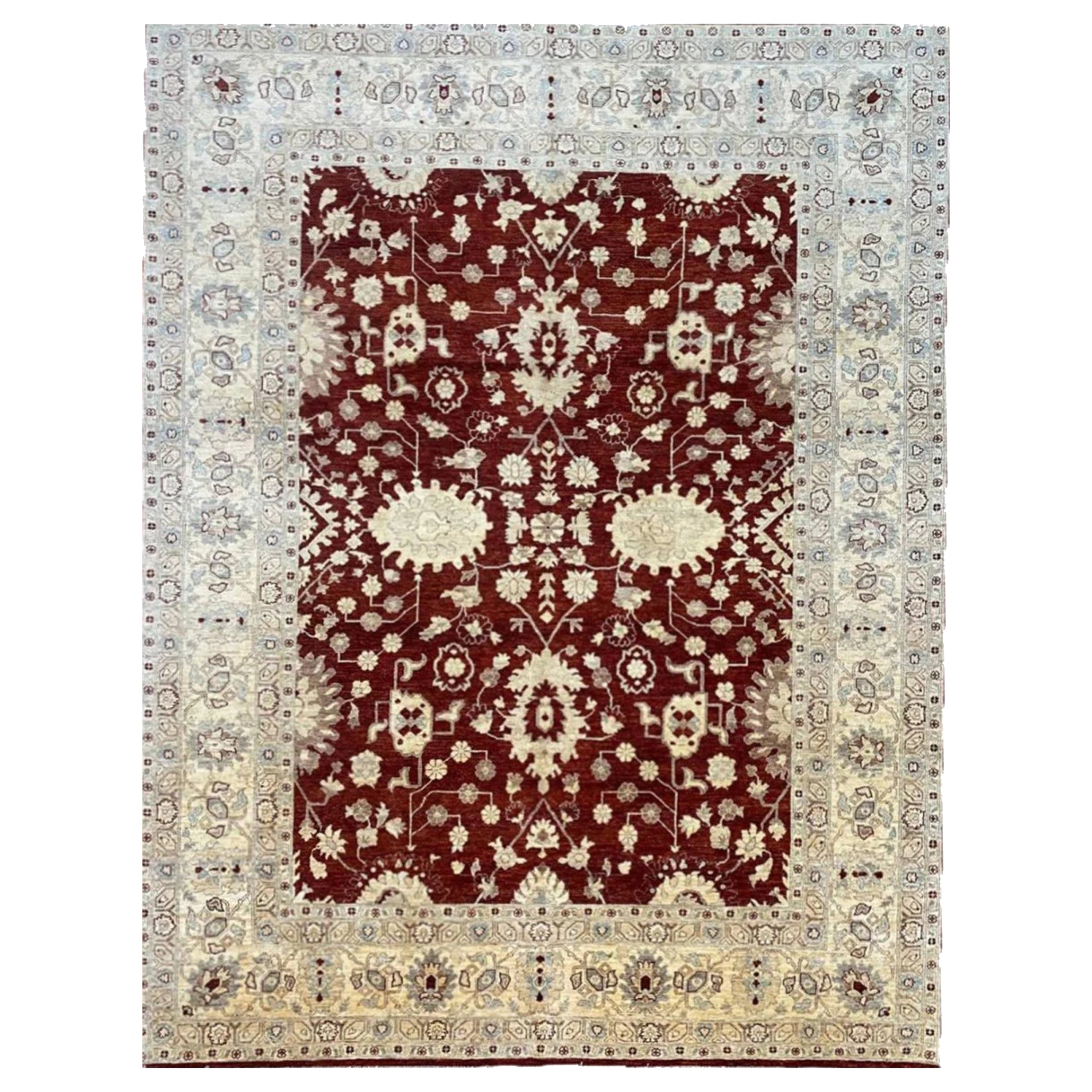 9x12 Hand Knotted Traditional Agra Wool Area Rug – Floral Design
