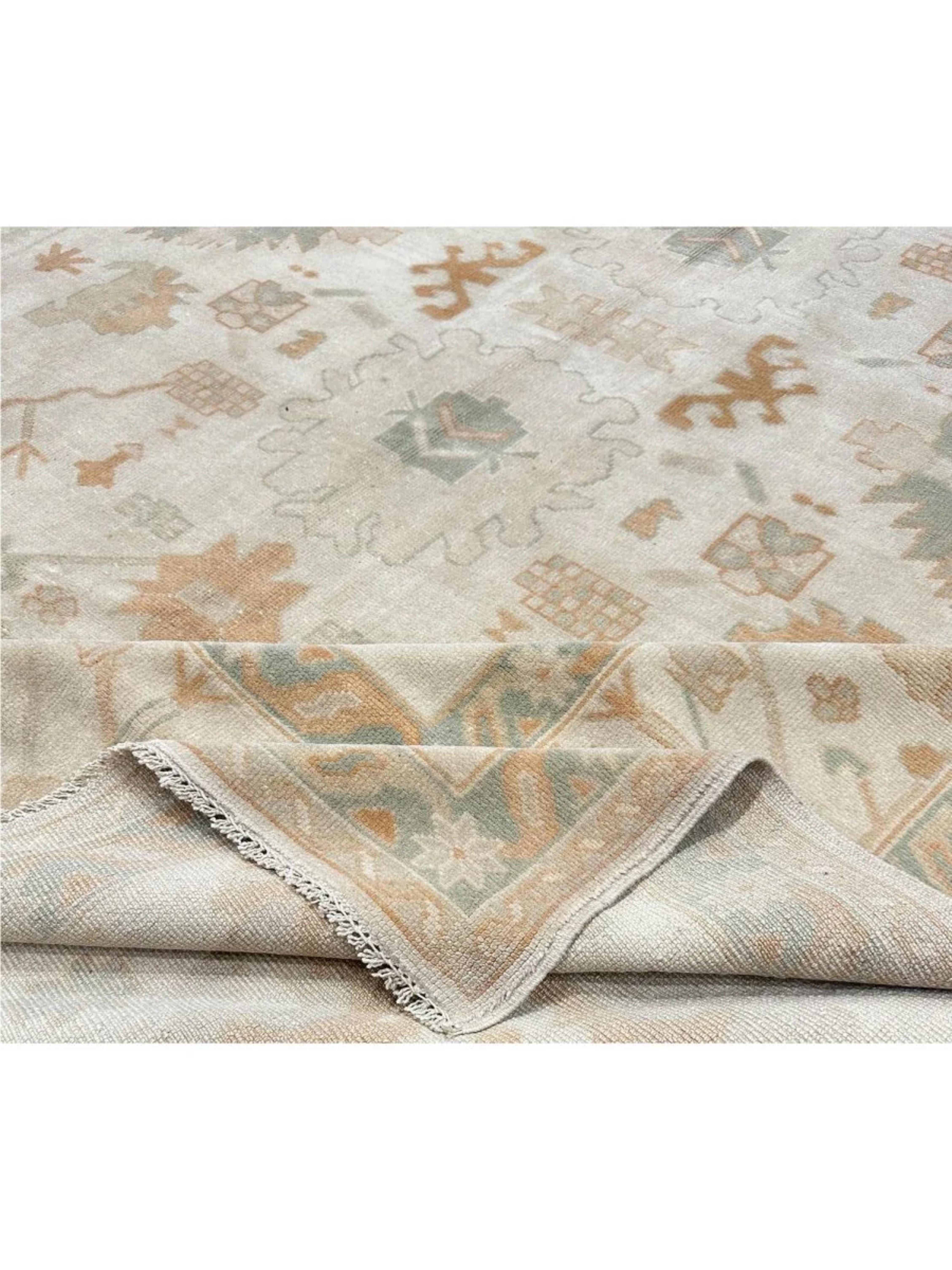 9x12 Handgeknüpfter türkischer Oushak-Teppich im Angebot 5