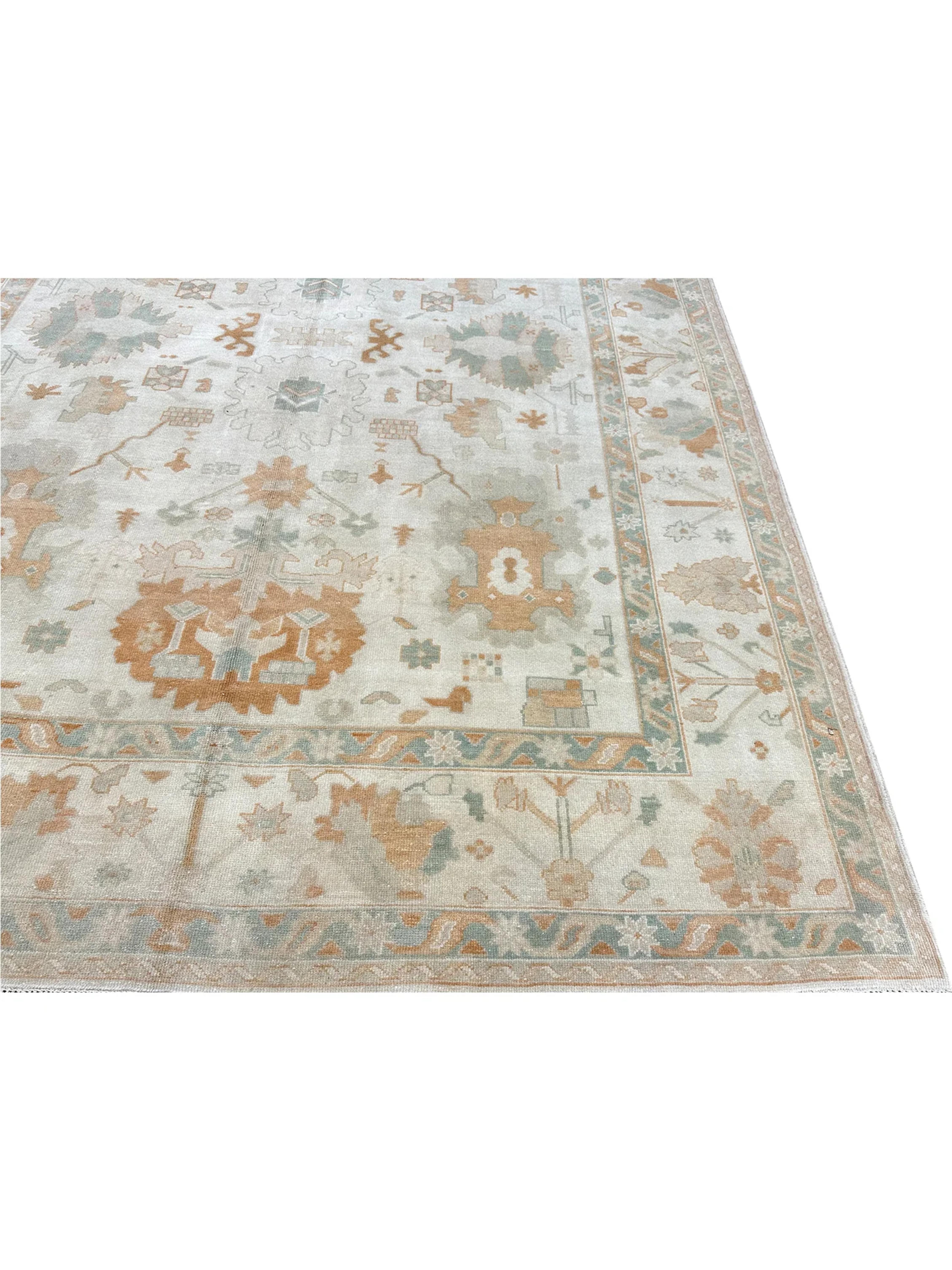 9x12 Handgeknüpfter türkischer Oushak-Teppich (Türkisch) im Angebot