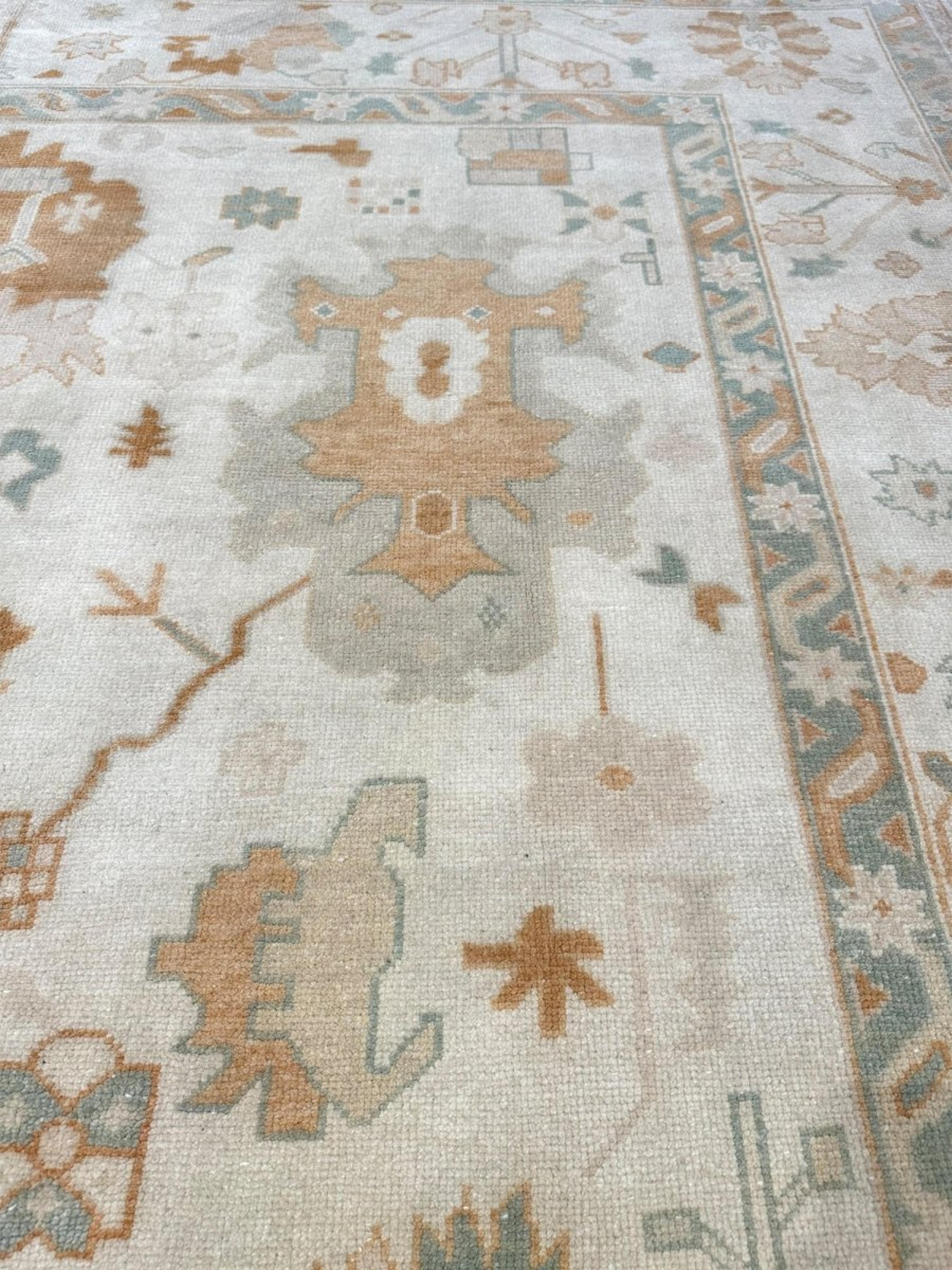 9x12 Handgeknüpfter türkischer Oushak-Teppich im Angebot 2