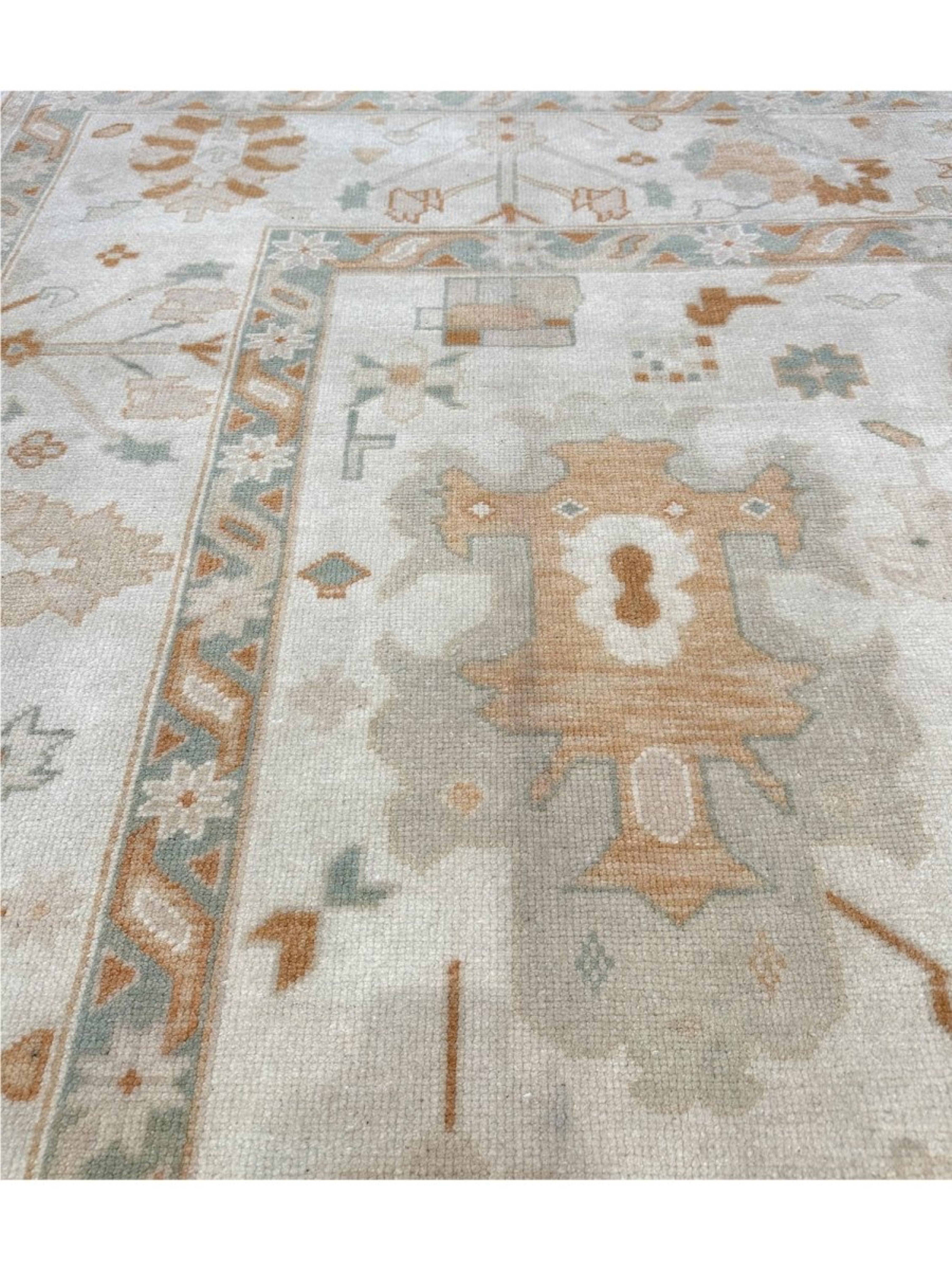 9x12 Handgeknüpfter türkischer Oushak-Teppich im Angebot 3