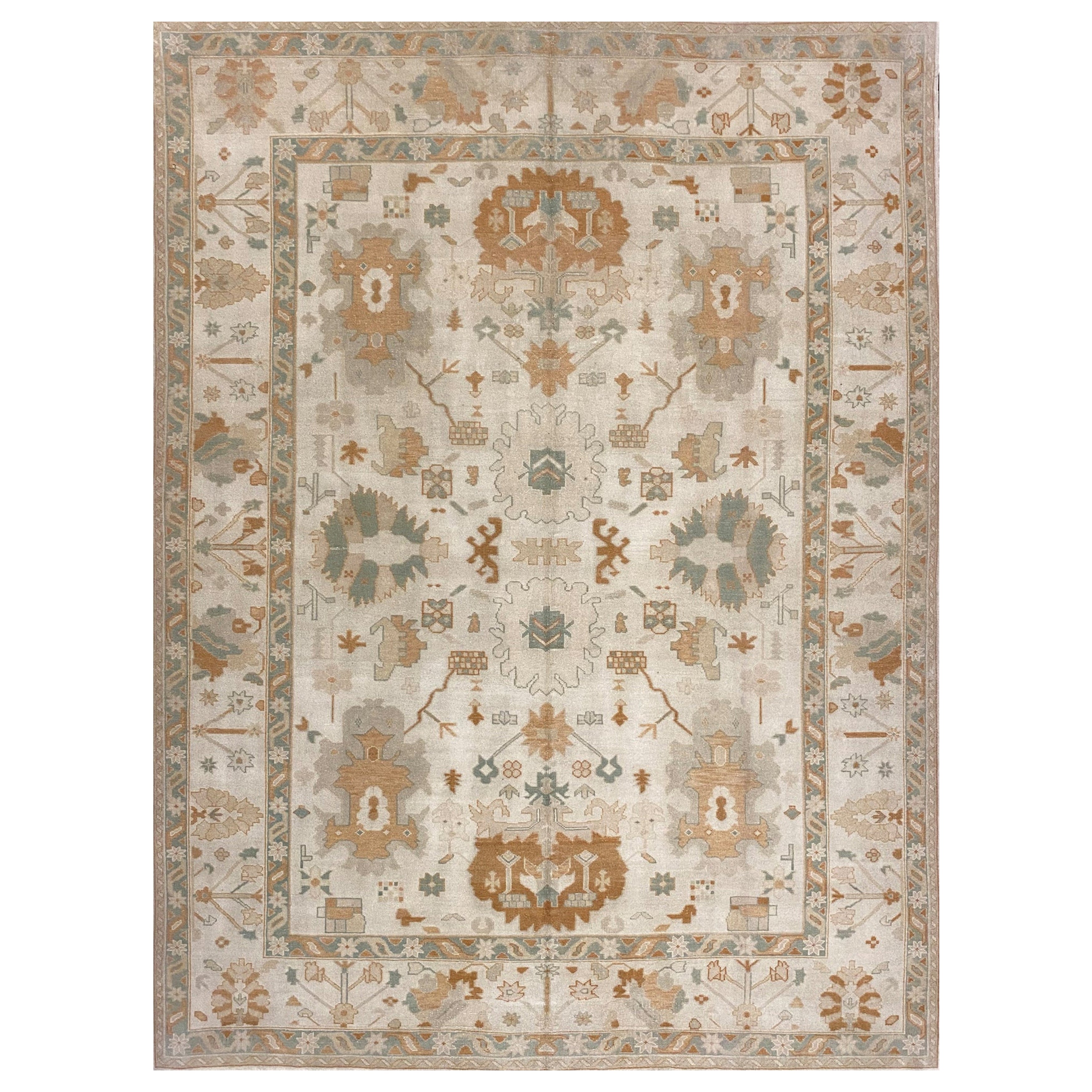 9x12 Hand Knotted Turkish Oushak Area Rug