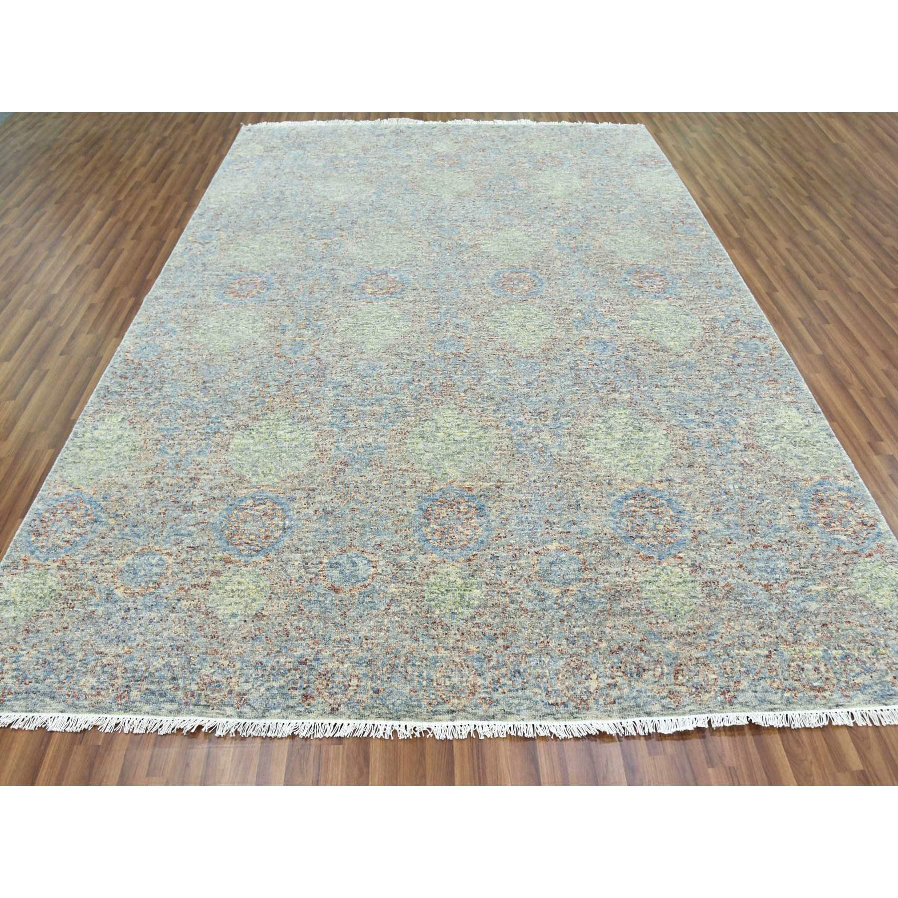9'x12' HandgeknüpftTon verdeckt und subtilNatürliche FarbstoffeOriental Teppich (Moderne) im Angebot