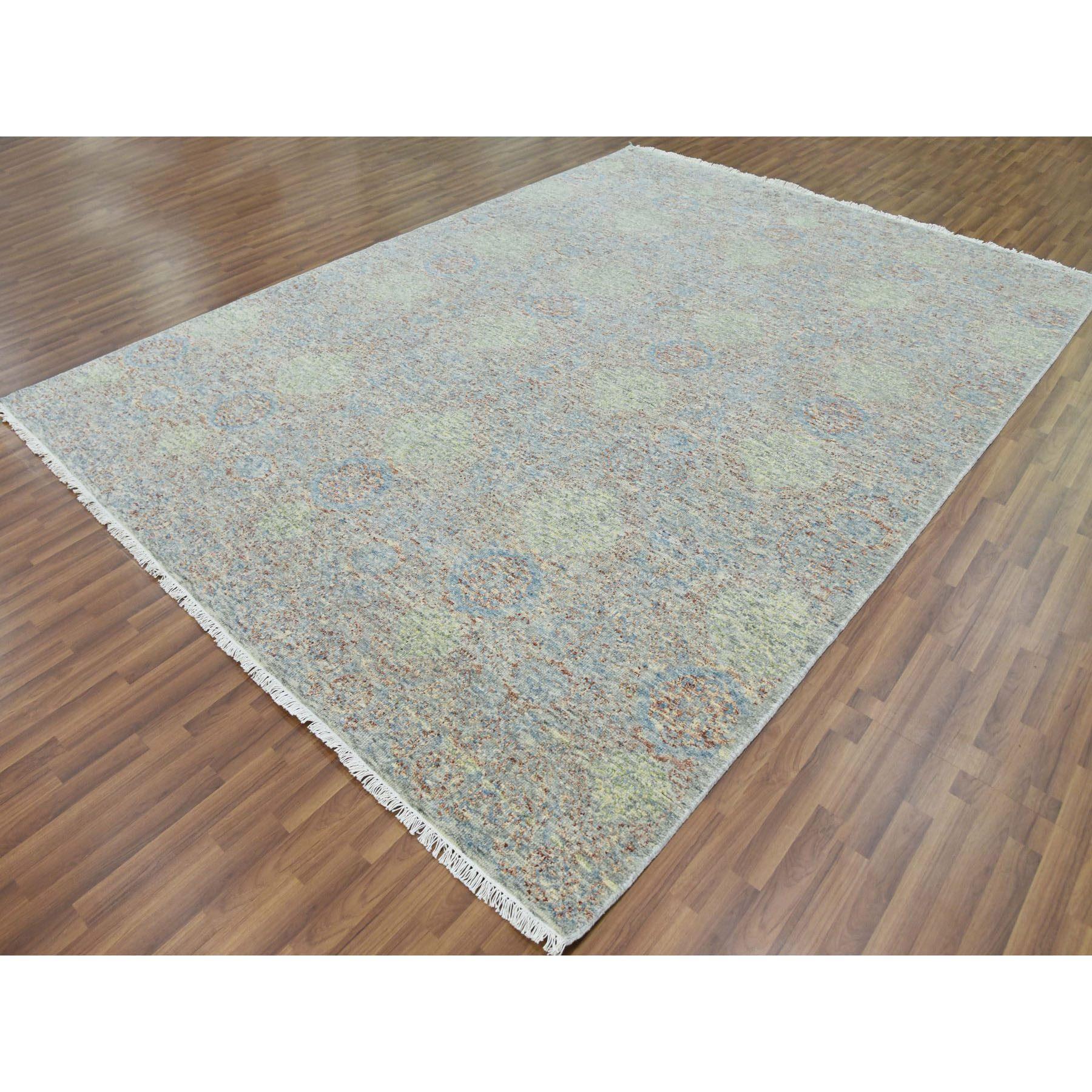 9'x12' HandgeknüpftTon verdeckt und subtilNatürliche FarbstoffeOriental Teppich (Indisch) im Angebot