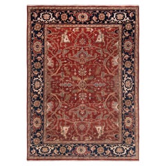 9x12 Hand‑Knotted Persian Wool Rug — Red & Navy ( G-12536)