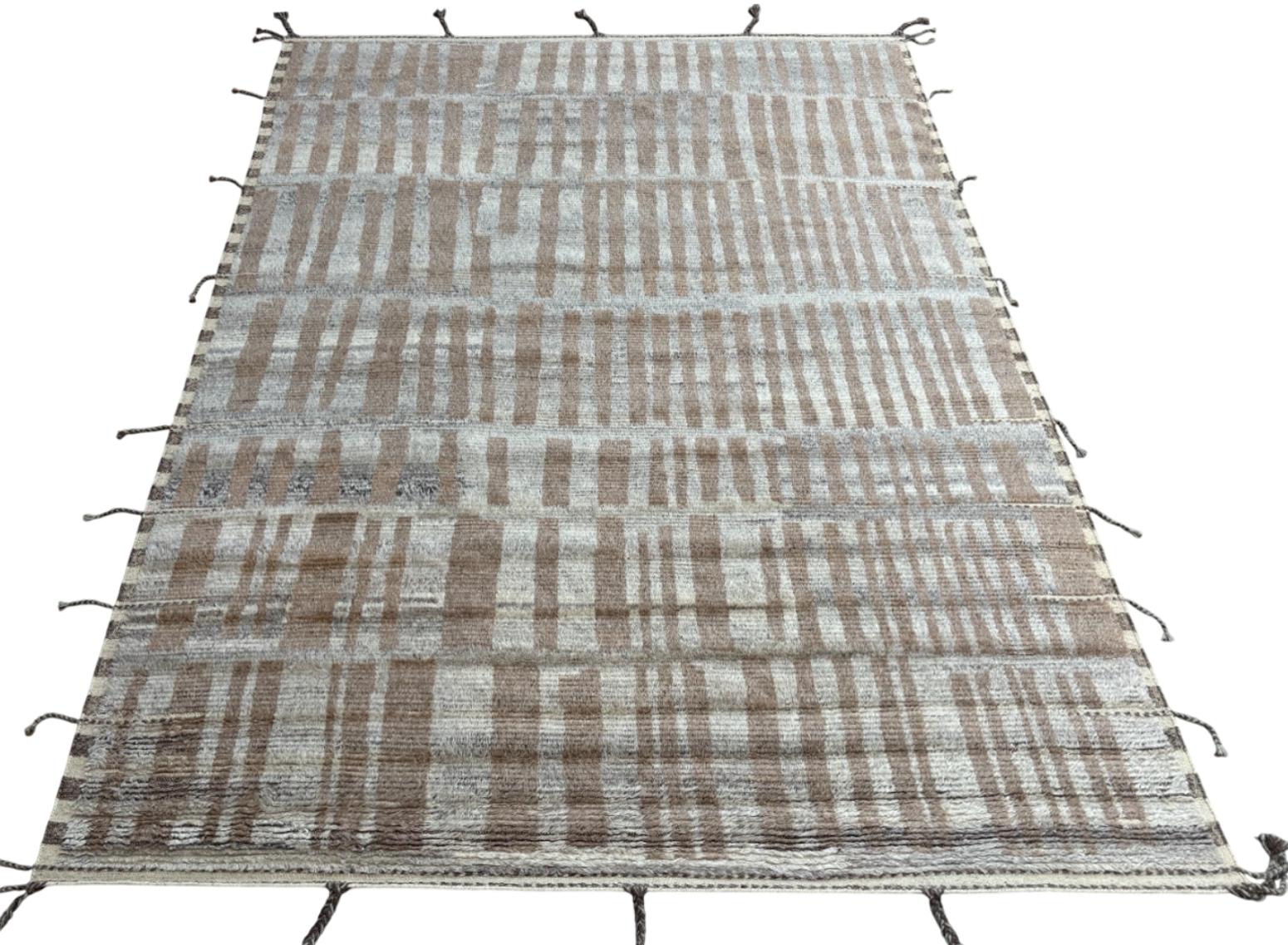 Noué à la main Tapis marocain fait main de 9'x12'. 100% Laine naturelle. Options sur-mesure disponibles en vente
