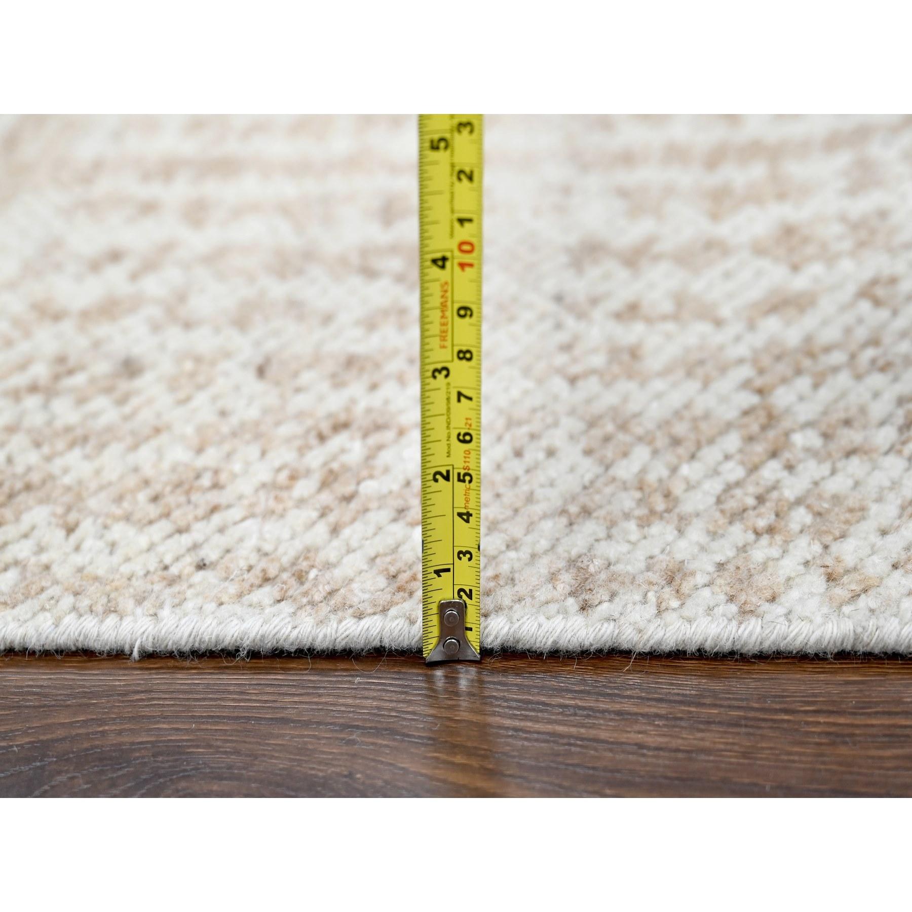 9'x12' Honey Brown Dot Design Cropped Thin Hand Knotted Wool Oriental Rug For Sale 3